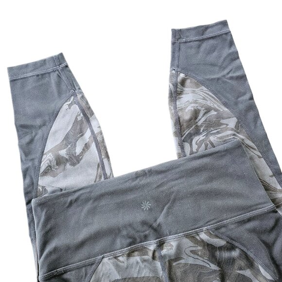 Athleta Swirl Gray Black and Mesh Crop Athletic Wear Leggings Pants size Small - Picture 5 of 10